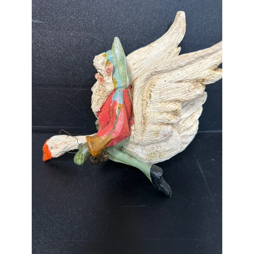 Vintage Enchanted Forest Collection Santas‎ Elf Riding Goose Denise Calla Bells